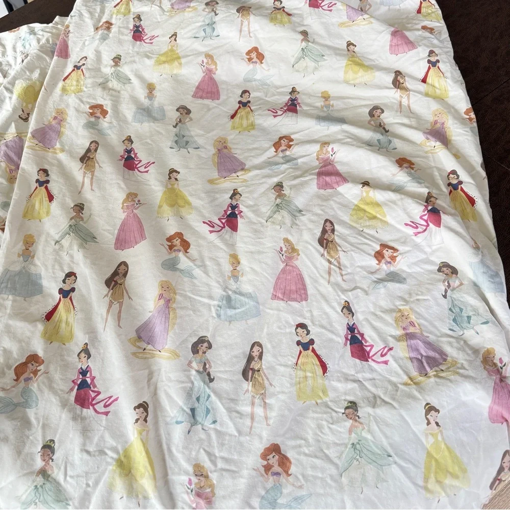 Pottery Barn Kids x Disney princesses watercolor castle bedding flat sheet twin